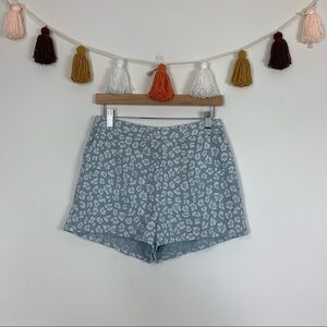 Altar'd State High Rise Light Blue White Leopard Print Shorts Medium